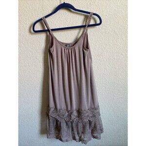 Women Lacy Crochet Trim Tier Layer Ruffle Tank Dress Swing Slip Oversized S Sexy